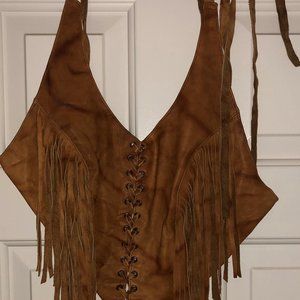 Vintage Backless 100% Leather Vest With Back Out